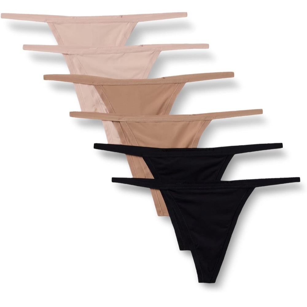 Amazon Essentials Women's Microfiber Thongs (G-String High Waisted), Pack of 6
